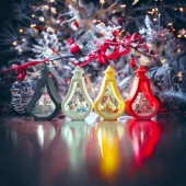 4 ADET ÖZEL VIP KALİTE IŞIKLI NOEL BABA GEYİK KARDAN ADAM YILBAŞI FENERİ GÜN IŞIĞI PİLLİ LED IŞIK - 1