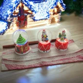 VIP 3 ADET RENKLİ LED IŞIKLI SULU KAR KÜRESİ NOEL BABA KAR KÜRESİ KARDAN ADAM ÇAM AĞACI KAR KÜRESİ - 1