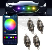 Üniversal Oto RGB Ön Panjur Ledi App Kontrollü Araç Ön Izgara Aydınlatma Off Road Suv Dekoratif Panjur Lambası 4lü 12V thumbnail 1