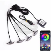 Üniversal Oto RGB Ön Panjur Ledi App Kontrollü Araç Ön Izgara Aydınlatma Off Road Suv Dekoratif Panjur Lambası 4lü 12V thumbnail 6