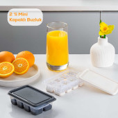 Porsima 16015 2 Adet Mini Yapışmaz Silikon Bas Çıkar Buz Kalıbı- Silikon Buz Kalıbı Antrasit Beyaz - 1