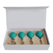 Silikon Vakumlu Cam Yüz Masaj Kupası 4lü Set Yeşil Renk thumbnail 1