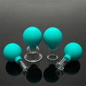 Silikon Vakumlu Cam Yüz Masaj Kupası 4lü Set Yeşil Renk thumbnail 3