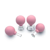 Silikon Vakumlu Cam Yüz Masaj Kupası 4lü Set Pembe Renk thumbnail 3