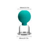 Silikon Vakumlu Boyun Bölgesi Kullanım İçin Cam Masaj Kupası No:4 Yeşil Renk - 1