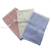 25 Adet 10x15cm Boyuna Çizgili Kumaş Kese - 1