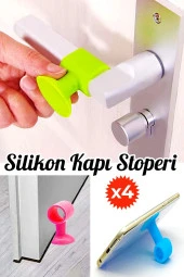 4 Adet Silikon Vakumlu Kapı Stoperi Kapı Kolu Koruyucu Silikon Aparat - 2