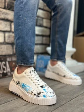 BA0801 BOA Yüksek Taban Mavi Desenli Erkek Spor Ayakkabı thumbnail 1