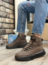 BA0321 Gizli Bağcıklı Erkek Yüksek Taban Kahverengi Spor Bot thumbnail 2