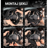 Taşlı Direksiyon Kılıfı Kadın Sürücülere Özel Gümüş Taşlı Geçmeli Direksiyon Kılıfı - 6