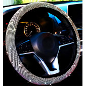 Taşlı Geçmeli Direksiyon Kılıfı Komple Gümüş Taşlı 37-38cm - 1