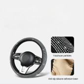 Taşlı Geçmeli Direksiyon Kılıfı Komple Gümüş Taşlı 37-38cm - 3