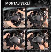 Taşlı Geçmeli Direksiyon Kılıfı Komple Gümüş Taşlı 37-38cm - 4