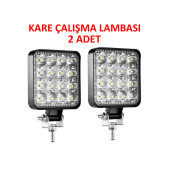 Off Road Sis Farı - Lambası 16 Led Kare Çalışma Lambası (2 Adet) - 1