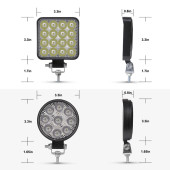 Off Road Sis Farı - Lambası 16 Led Kare Çalışma Lambası (2 Adet) - 2