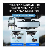 Carub Araç İçi Dikiz Ayna Telefon Tutucu Tuşlu Uzayanbilen Her Araca Uyumlu A+Plus - 3