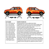 Dacia Duster Uyumlu Kapı ve Çamurluk Koruma Dodik Seti Premium Düz Enjeksiyon Baskı 2018 ve Üst - 2