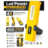SGS Şarjlı Led El Feneri Mıknatıslı Lamba 400 Lümen - 4