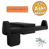 Banyo Lavabo Çatal 2li Metal Sağlam Aparat Siyah Askılık Bornoz Havlu Asma Askı Vidalı thumbnail 1