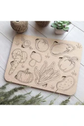 Montessori Boyanabilir Sebzeler Puzzle Doğal Ahşap - 1