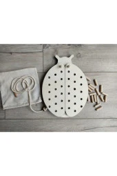 Uğur Böceği Ip ve Pim Geçirmeli Hayvanlar ve Besinleri Eşleştirme Oyunu Ahşap Puzzle - 2