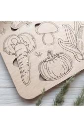 Montessori Boyanabilir Sebzeler Puzzle Doğal Ahşap - 2