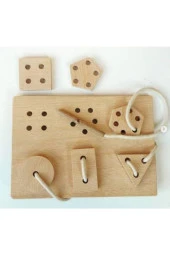 Montessori Dikilebilen Şekiller Oyunu Doğal Ahşap - 1