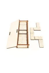 Geometrik Şekilli Ahşap Kutulu Domino Oyunu - 3