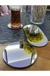 Gümüş Aynalı Bardak Altlığı 6 Adet - 1