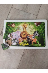 Safari Orman Hayvanları Puzzle Ahşap Renkli Puzzle 24 Parça - 1