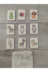 Ahşap Hayvanlar Renkli Bulmaca Oyunu Ve Oyun Hamuru Kalıbı 9 Parça - 1