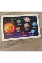 Güneş Sistemi 24 Parça Renkli Ahşap Puzzle - 1