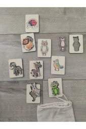 Ahşap Hayvanlar Renkli Bulmaca Oyunu Ve Oyun Hamuru Kalıbı 9 Parça - 3