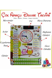 Montessori Ahşap Saatli Eğitici Takvim Günler, Aylar, Mevsimler, Hava Durumu, Rakamlar - 1