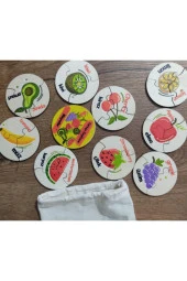 Türkçe Ingilizce Meyveler Ahşap Renkli Puzzle 9 Araç 27 Parça - 1