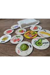 Türkçe Ingilizce Meyveler Ahşap Renkli Puzzle 9 Araç 27 Parça - 2