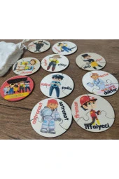 Türkçe Ingilizce Meslekler Ahşap Renkli Puzzle 9 Araç 27 Parça - 3