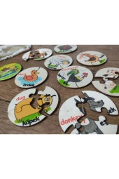 Türkçe Ingilizce Çiftlik Hayvanları Ahşap Renkli Puzzle 9 Araç 27 Parça - 3