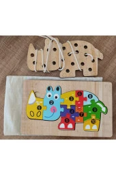 Gergedan Modelli 2 Parça Ip Geçirmeli Ve Renkli Sayıları Öğreniyorum Ahşap Puzzle - 2