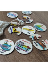 Türkçe Ingilizce Deniz Taşıtları Ahşap Renkli Puzzle 9 Araç 27 Parça - 2