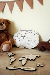 Okul Öncesi Ahşap Dünya Haritası Kıtalar Yapboz - 2