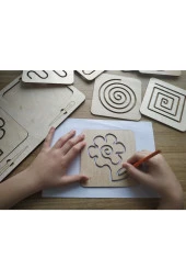 Montessori Kalemli Tablalı Iki El Kas Hareketleri Için Çizgi Çalışma Şablonları - 3