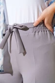 Kuşak Bağlamalı Dabıl Pantolon Gri - 4