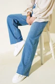 Paçası Püsküllü Palazzo Kot Pantolon Açık Mavi thumbnail 1