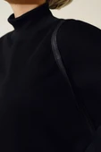 Üç İplik Yarım Balıkçı Yaka Tunik Siyah - 4