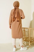 Arma Detaylı Uzun Tunik Latte thumbnail 3