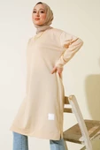 Arma Detaylı Uzun Tunik Bej thumbnail 2