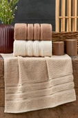 Dense Soft Bordürü Kahve Serisi 3'lü Havlu Seti 50x85cm - 1