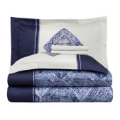 BASKILI SATEN ÇİFT KİŞİLİK NEVRESİM TAKIMI LORD MAVİ thumbnail 5