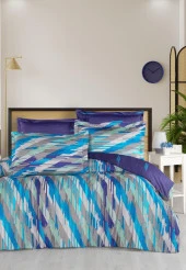 BASKILI SATEN ÇİFT KİŞİLİK NEVRESİM TAKIMI NERON thumbnail 1